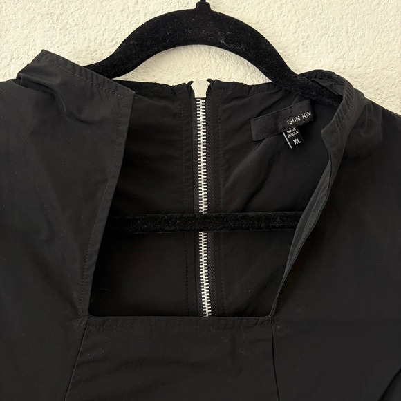 Sun Kim NWT Black Sleeveless Cutout Neck Oversize Pocket Midi Dress XL Structure - Picture 5 of 7